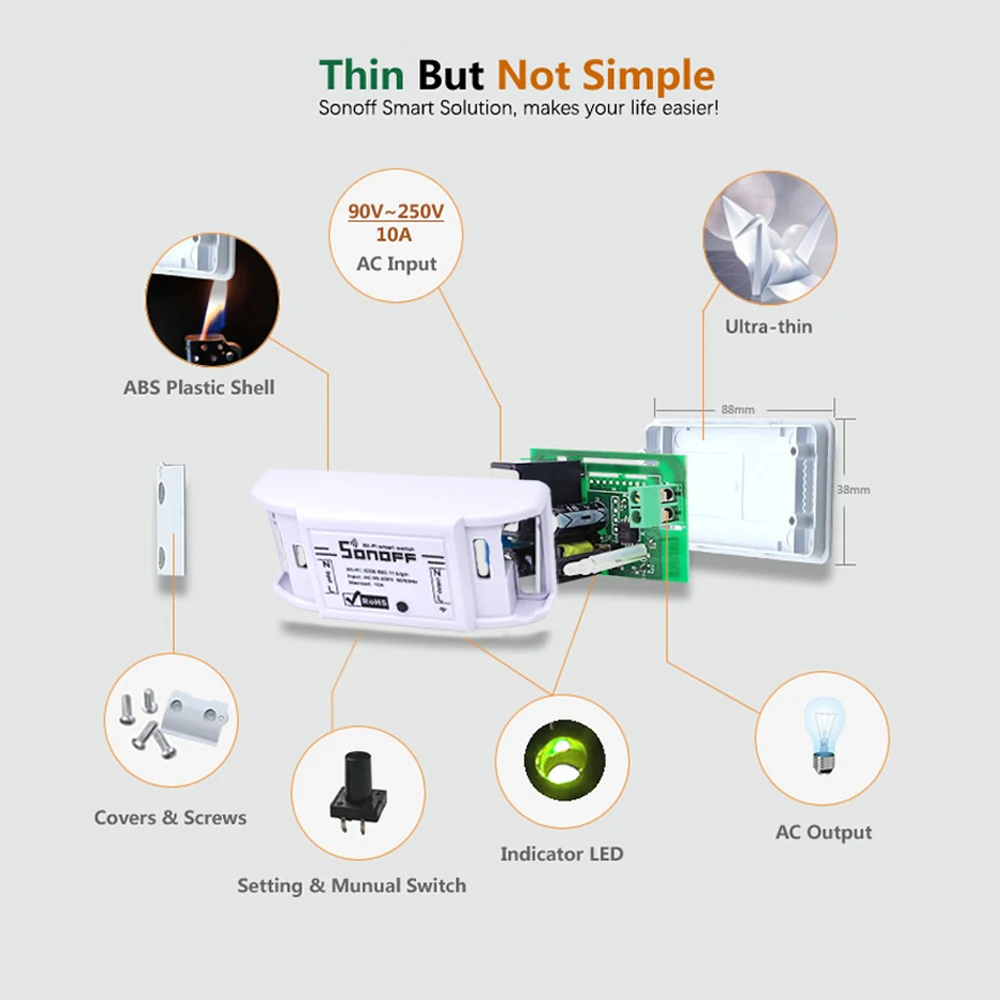 SONOFF Basic 10A 220 В Wifi переключатель беспроводной модуль Таймер светильник беспроводной пульт дистанционного управления Поддержка Smart/Google домашняя Автоматизация Alexa