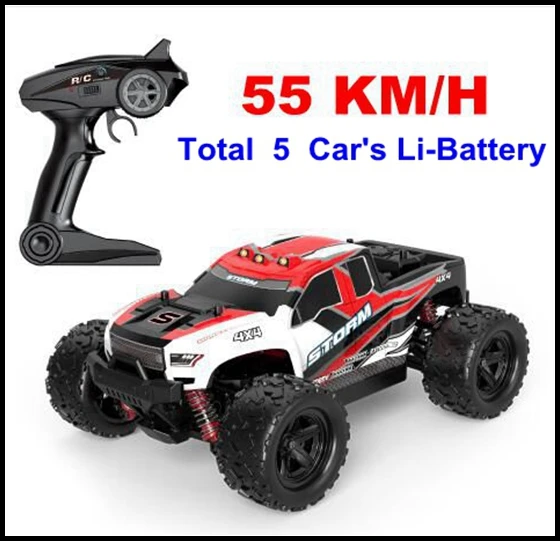 MJD R301 36 км/ч 55 км/ч 1/18 2,4G 4WD Big Foot RC Скорость автомобиль высокой гоночный скоростной автомобиль внедорожник игрушки VS a959-b a959 a979-1-b - Цвет: 55kmh red R301  5Bty