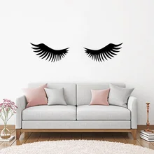 Ресницы Настенная Наклейка девочка ресницы виниловые наклейки Фреска декор в гостиную искусство брови макияж салон красоты украшение дома LH005