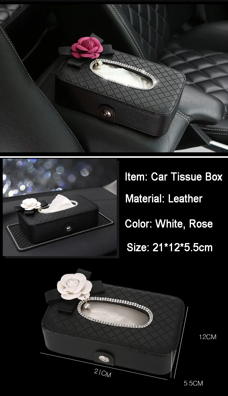 Caixa de Tecido do Carro Estilo do Carro Strass Bowknot Titular Assento Auto Encosto Cabeça Pendurado Tecido Case Organizador Cristal Acessórios 6 carro assento auto encosto cabeça pendurado tecido