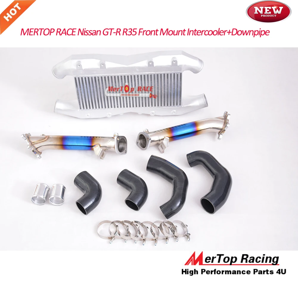 

MERTOP RACE Bar and Plate type Front Mount Intercooler Kit for GT-R/GTR R35 +HOSES and CLAMPS KITS 1000HP +TITANIZE Downpipe