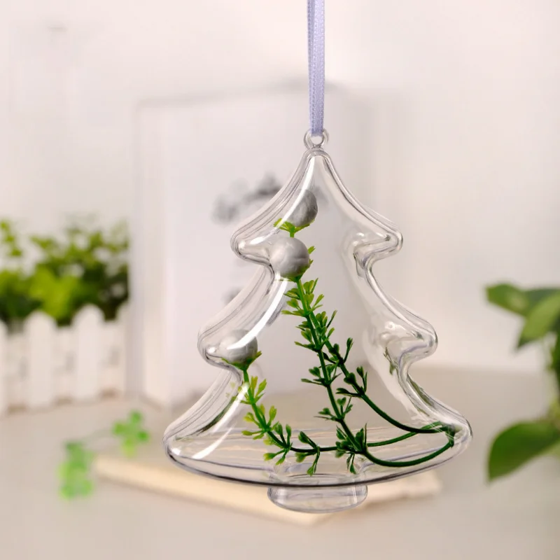 

1PC new Creative Christmas Plastic Empty Ball Box Decor High Transparent Candy Box Xmas Christmas Tree Hanging Ornament Decor