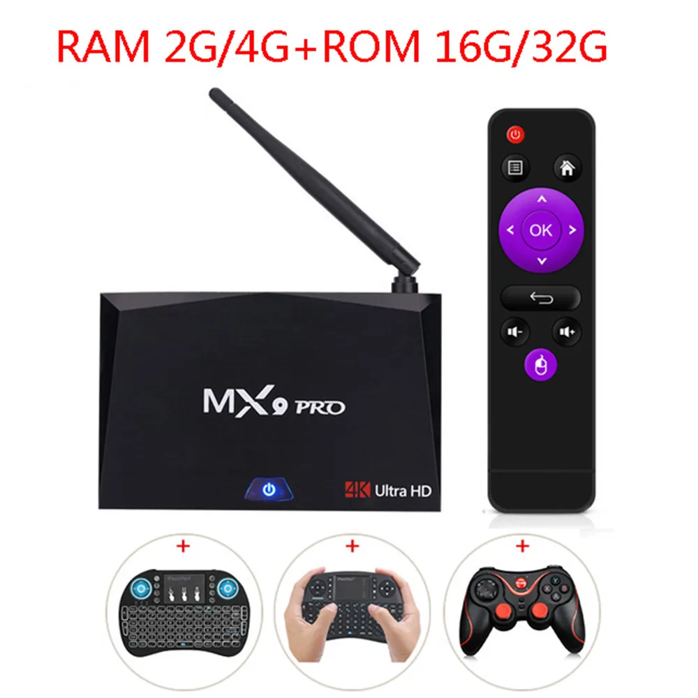 

MX9 PRO RK3328 TV Box Android 7.1 Bluetooth 4.0 4GB 32GB/2GB+16GB WiFi 2.4G Quad-Core 3D Games HDCP HDMI Smart Media Player