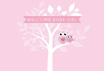 

Vinyl tree pink wall birds welcome baby shower girl happy birthday photo background photography backdrops for pictures lv-459