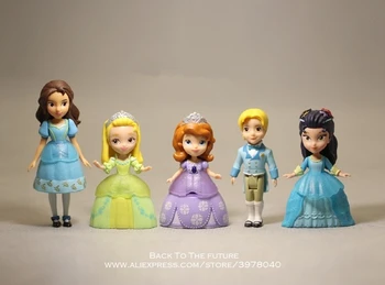 

Disney 5pcs/set Sofia Princess snow white Bella PVC Cinderella Action Figures toy sophia doll the first Princesses figure Toys