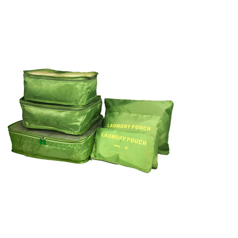 6 шт. дорожная Сумка водонепроницаемая одежда куб для упаковки чемодан Органайзер Набор Косметичка Ткань Оксфорд пылезащитный - Цвет: green
