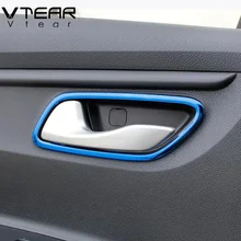 Vtear для Kia Rio 4 X-Line Внутренняя дверь тянуть крышка интерьер чаша круг автомобиль-Стайлинг Интерьер Аксессуары для формовки часть 2017