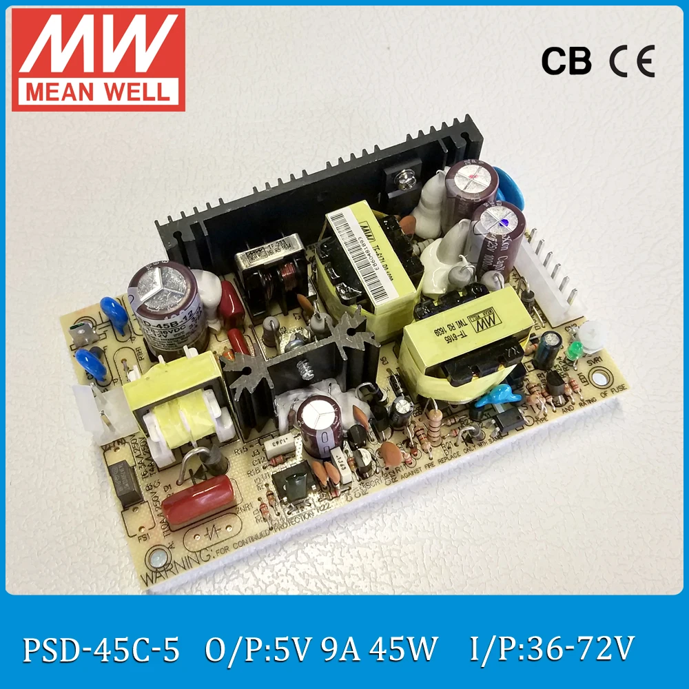 Original MEAN WELL 45W DC DC regulated converter PSD-45C-5 Input 36~72VDC to 5V 9A 45W dc dc isolated converter PCB type Original MEAN WELL 45W DC DC regulated converter PSD-45C-5 Input 36~72VDC to 5V 9A 45W dc dc isolated converter PCB type
