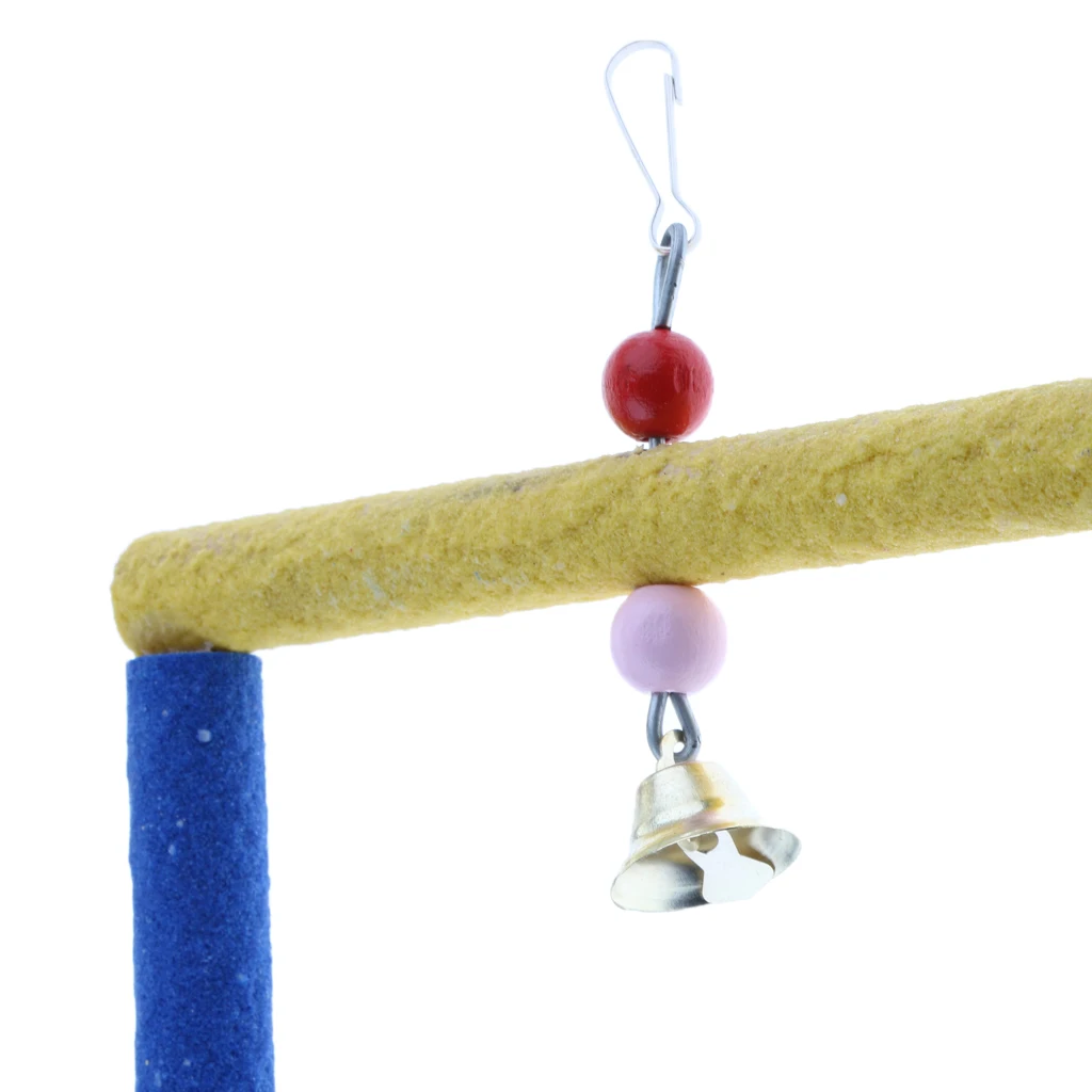 Amagogo 2x Pet Bird Cage Hanging Parrot Parakeet Stand Wood Swing Perch Ladder