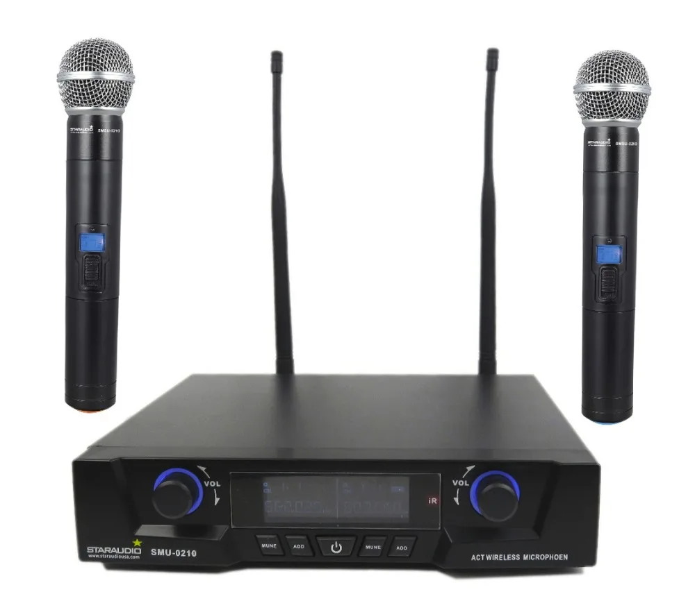 STARAUDIO Pro DJ Church Stage 2CH Wireless LCD IR UHF Handheld Microphone System (3)