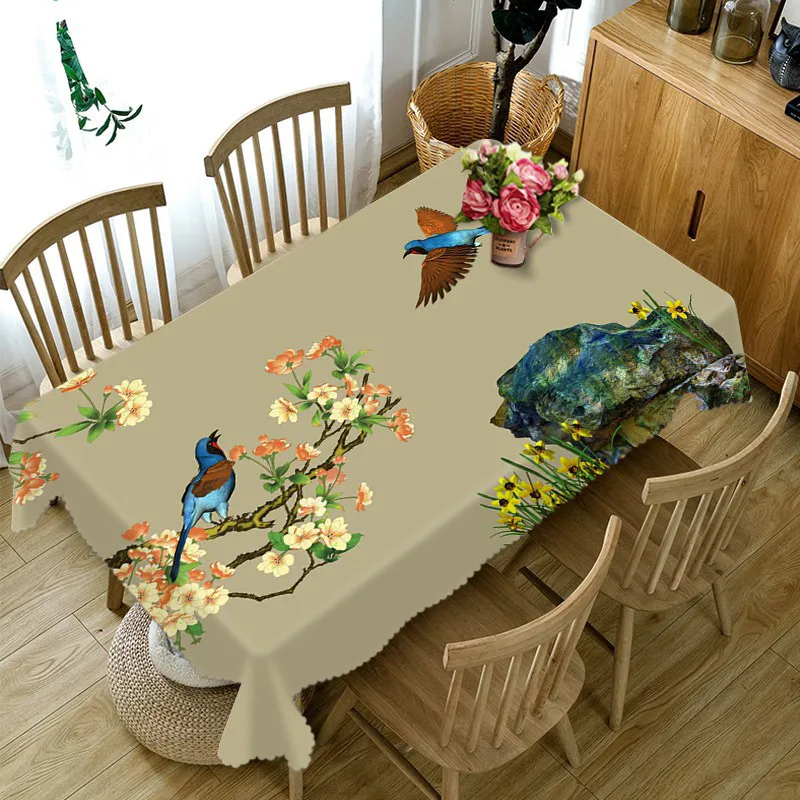 

Table cloth Rectangular 3D fish birds Printed Tablecloth Home Protection and decoration Elegant Table cover
