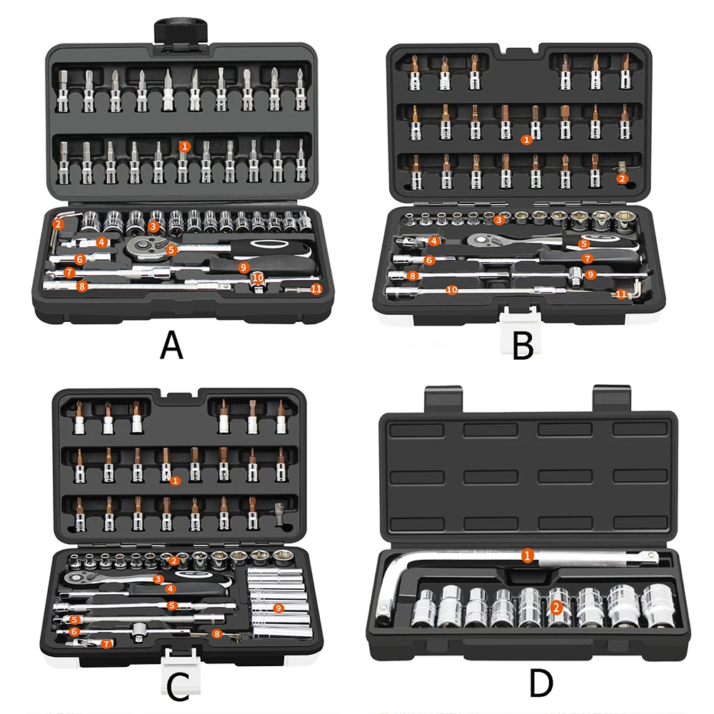 Набор инструментов для ремонта автомобиля, набор инструментов для механики, набор ручных инструментов, включает в себя ключ и трещотку, отлично подходит для домашнего гаража или автомобиля