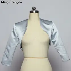 Mingli Tengda 3/4 рукав Свадебная куртка свадебная куртка белый/серый куртка свадебная накидка обертывания Болеро женское Болеро Mariage Новый 2018