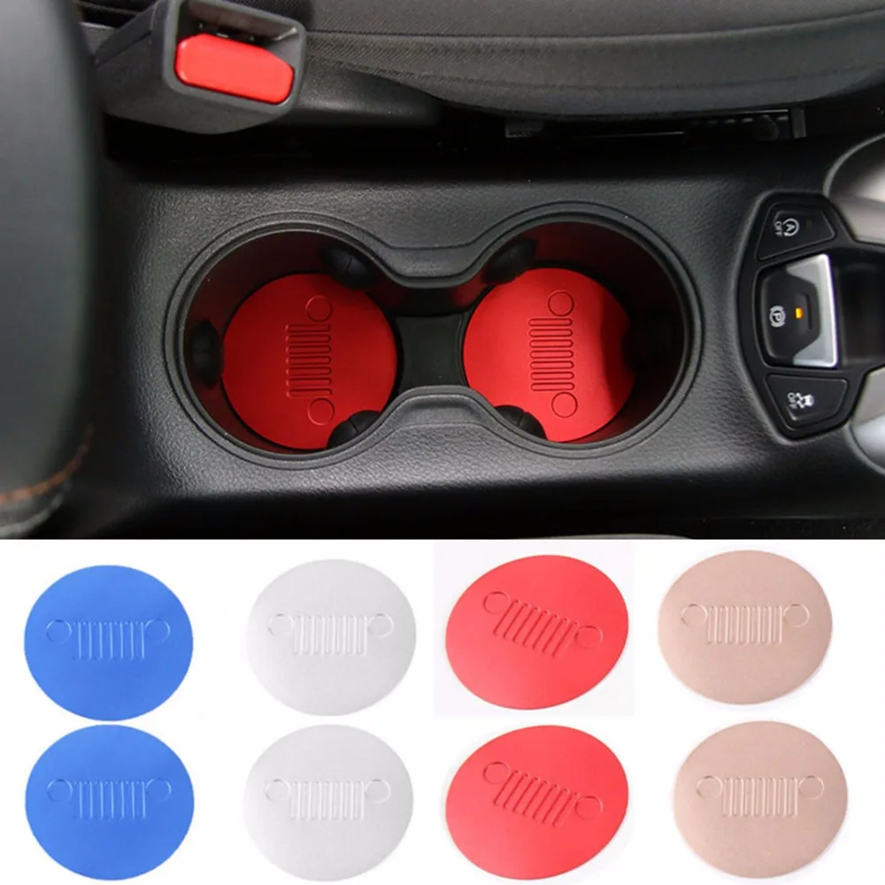 

For Jeep Compass 2017 Up Car Interior Accessories Decoration Car Cup Bottom Cushion Mats Trims Anti Slip Cup Mat Red Blue Silver