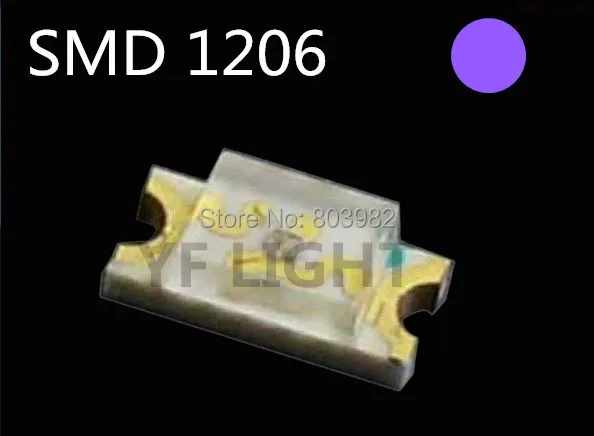 УФ 1206 Чип светодиодный SMD 3216 Диод Фиолетовый smd 395-405nm UVA 3000 шт. (CE &amp Rosh) | Лампы и
