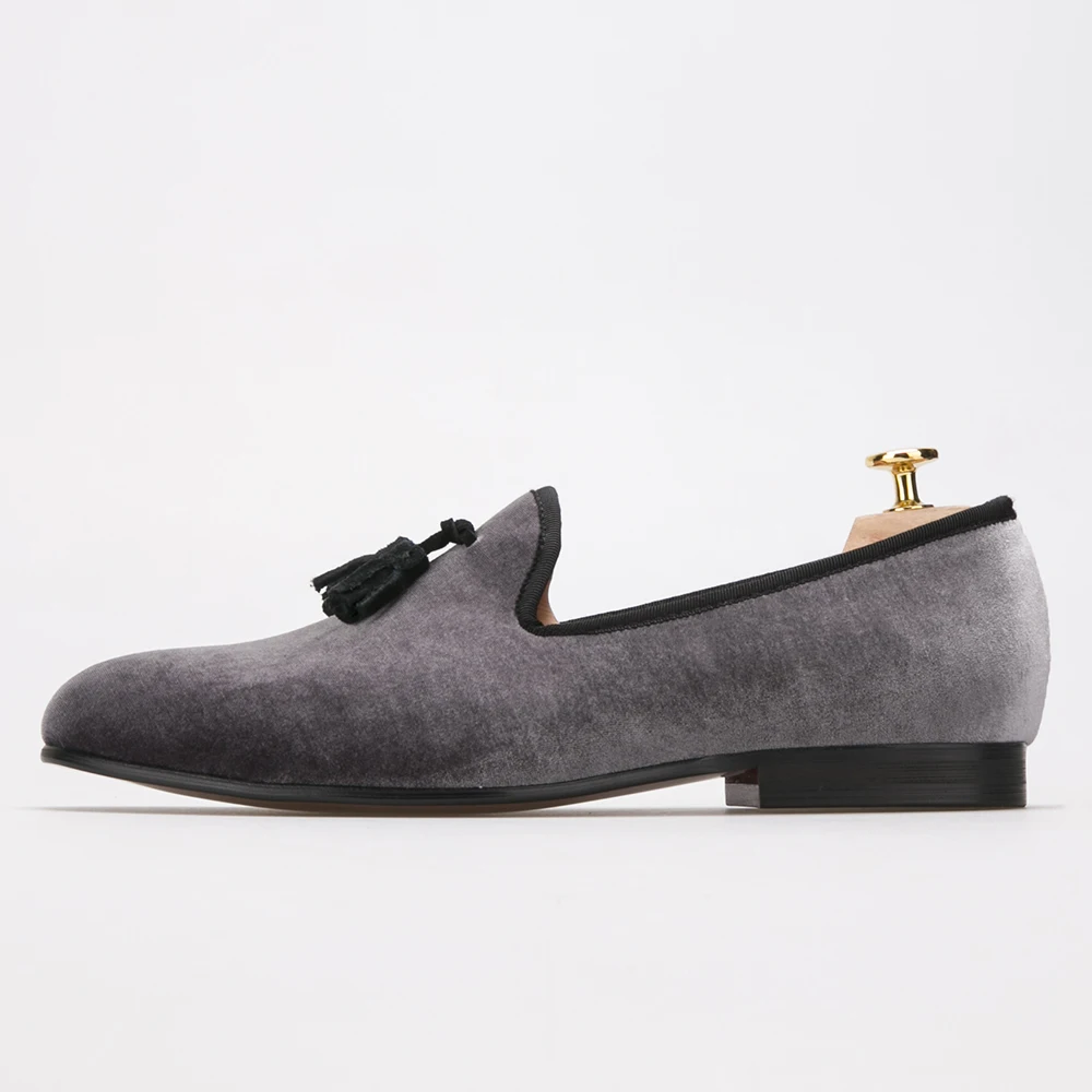 gray velvet shoes