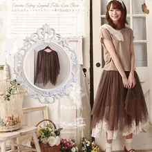 Весенне-летняя девушка Мори милое платье Женская милая свободная однотонная приталенная кружевная юбка с оборками Kawaii Женская юбка принцессы A085