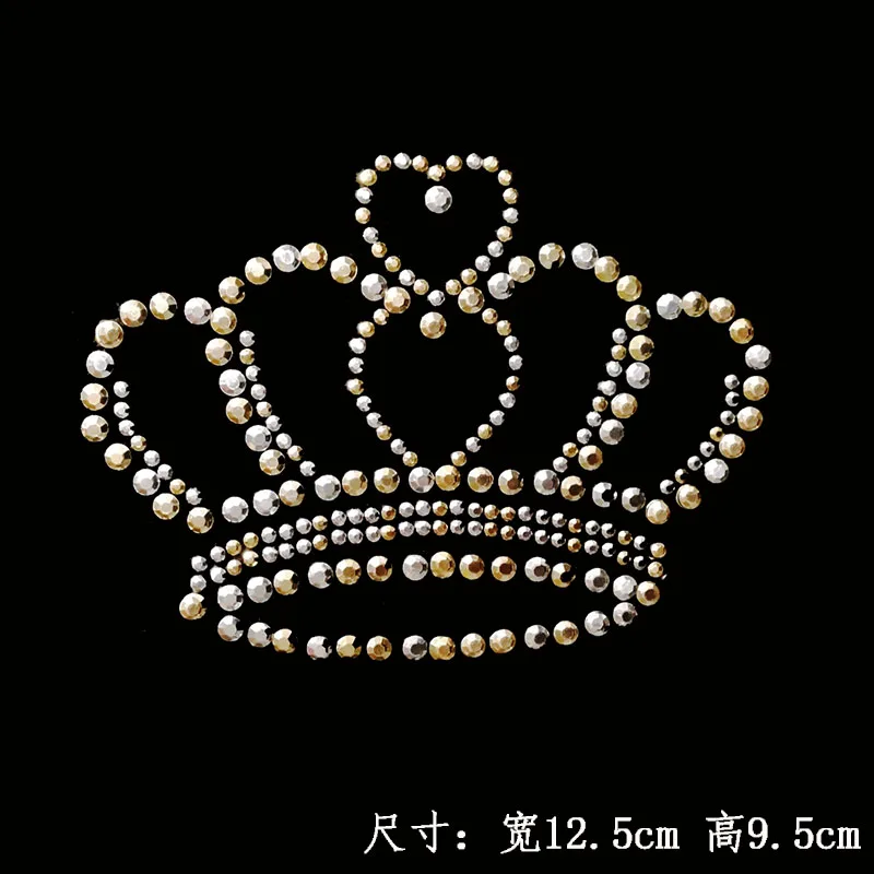 

2pc/lot Crown shirt decor hot fix rhinestone iron on crystal transfers design design stone iron on rhinestone motifs