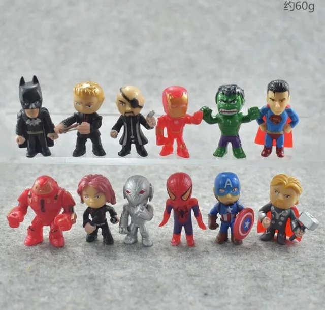 Special Price 12pcs/set Avengers toys 4cm the Avengers Figures Batman Hulk Thor action Toys Superhero pvc model toys for boys