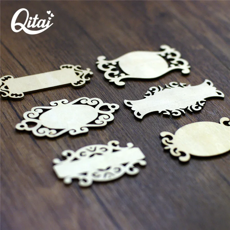 QITAI 36 шт./лот 6 неокрашенных знаков деревянная форма шпона DIY Скрапбукинг ремесла