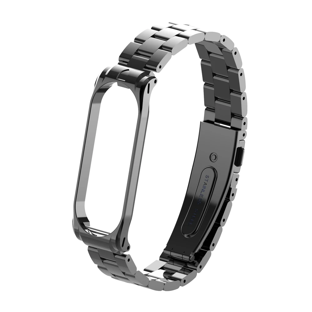 Metal strap for Xiaomi band 4 Smart bracelet Sport Stainless steel wrist strap For Mi band 4 Replacement Accessories Women Men - Цвет: Black metal strap