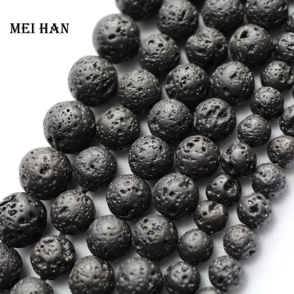

Meihan Free shipping charms 6mm ,8mm ,10mm ,12mm natural black lava round volcanic loose beads for jewelry making or gift
