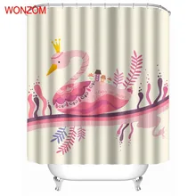 WONZOM 1Pcs Pink Swan Waterproof Shower Curtain Deer Bathroom Decor Cat Decoration Cortina De Bano 2017 Bath Curtain Gift WONZOM 1Pcs Pink Swan Waterproof Shower Curtain Deer Bathroom Decor Cat Decoration Cortina De Bano 2017 Bath Curtain Gift