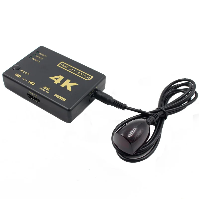 3 input 1 output HDMI switcher 3-Port Switch Converter Supports 4K Full HD1080p 3D with IR Remote |