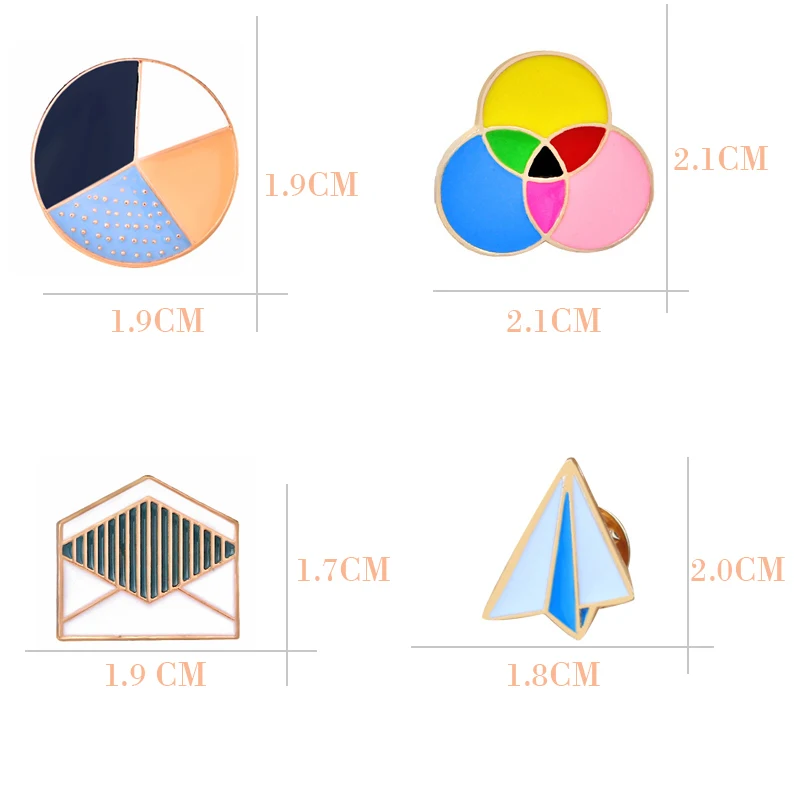 4 стиля модные ювелирные изделия Мультфильм Круглый конверт металлическая брошь, эмалированный штифт Броши Воротник и сумка значок декоративные шпильки кнопка