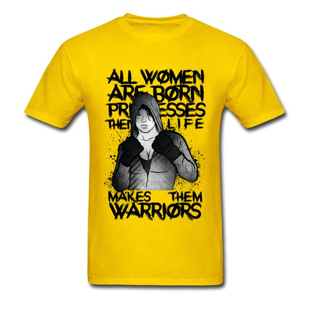 MMA Female Fighter T-shirts Design Short Sleeve Designer Round Collar 100% Cotton Fabric Tees Tee Shirt for Men Summer/Fall MMA Female Fighter yellow
