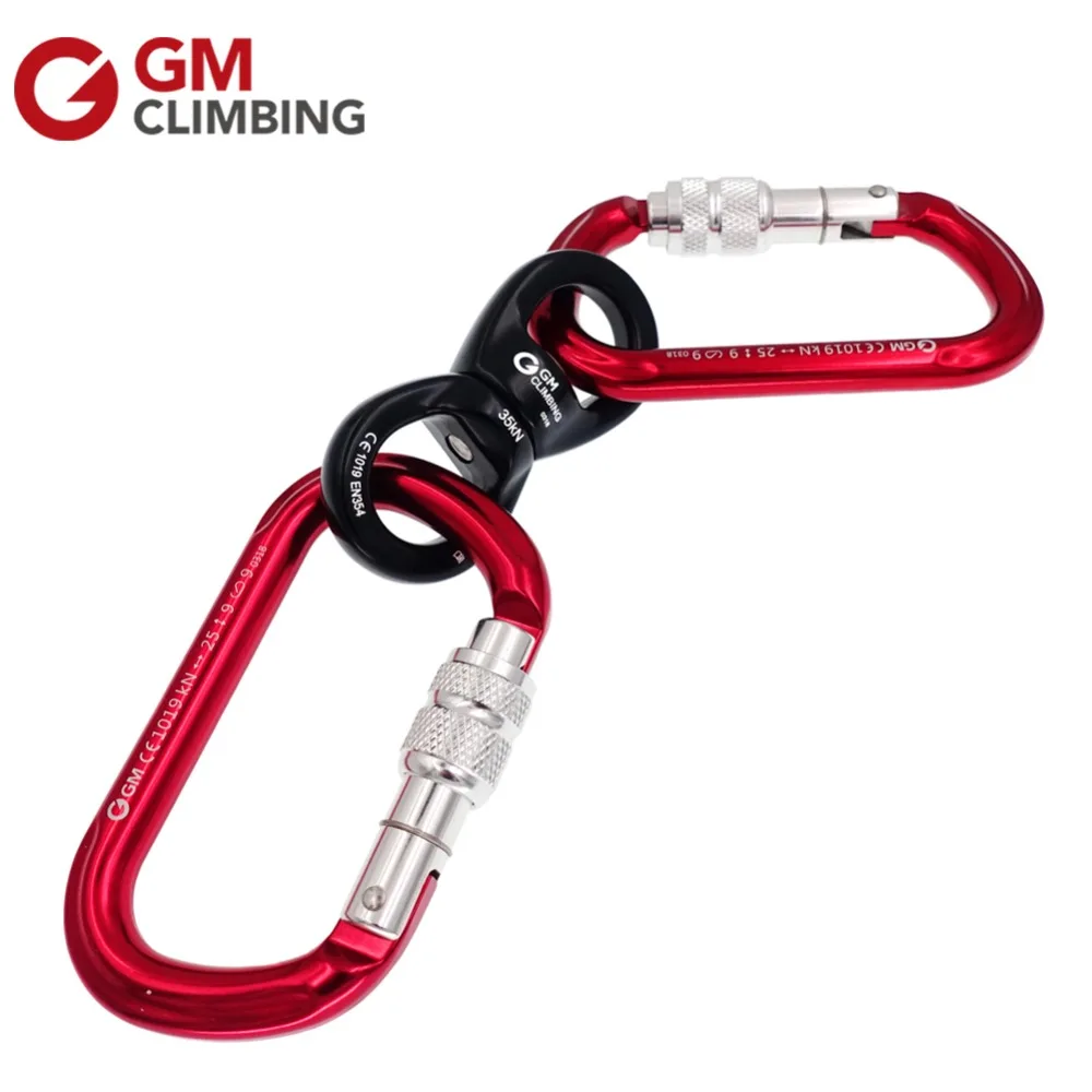 35kN Rope Swivel Connector with 25kN Climbing Carabiner Screw Locking