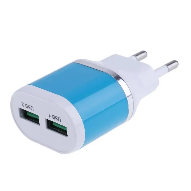Mobile Phone Chargers EU Plug Dual Port USB Charging 5V 1A Double Charger Port Mini Portable Cellphone Charge Station Retail (3)