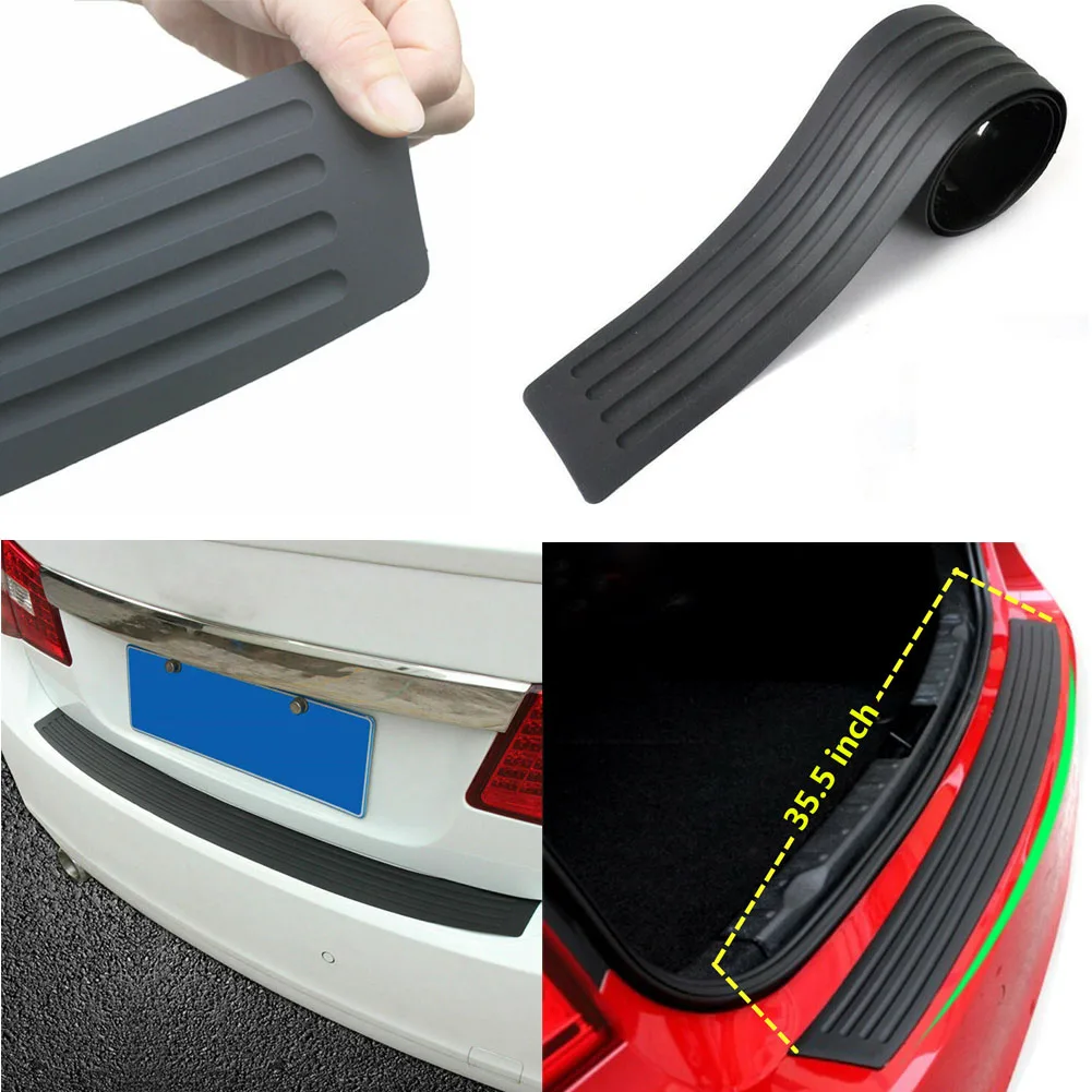 1x Car Rear Bumper Cover Sticker Strip Protector Trunk Sill Scuff Plate Guard Automobiles Exterior Parts Styling Mouldings