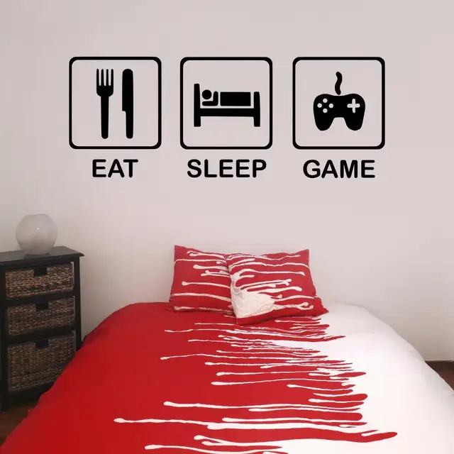 Eat Sleep Game Teenagers Children S Bedroom Boy Room Gamer Gaming Removable Vinyl Wall Art Sticker Living Room Bedroom B092