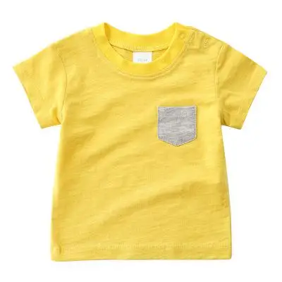Orangemom/ г. Детская рубашка хлопковая Футболка для младенцев, 6 цветов Топ с короткими рукавами для маленьких мальчиков, футболка для новорожденных-2 лет - Цвет: yellow