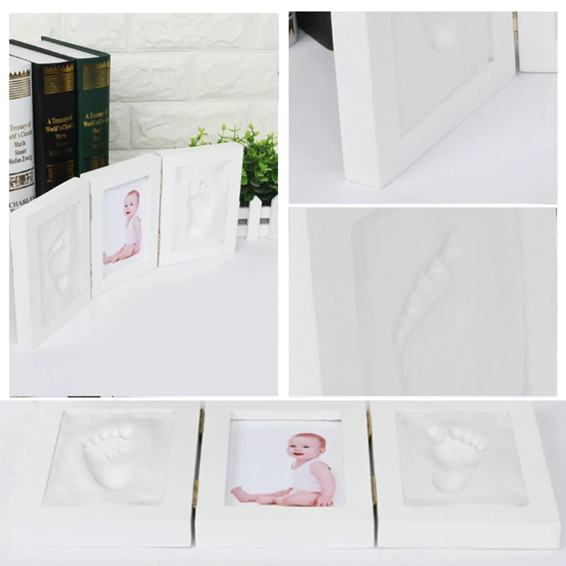Cute Baby Photo frame DIY handprint Imprint Air Drying Soft Clay Footprint Kids Casting Parent-child hand inkpad fingerprint