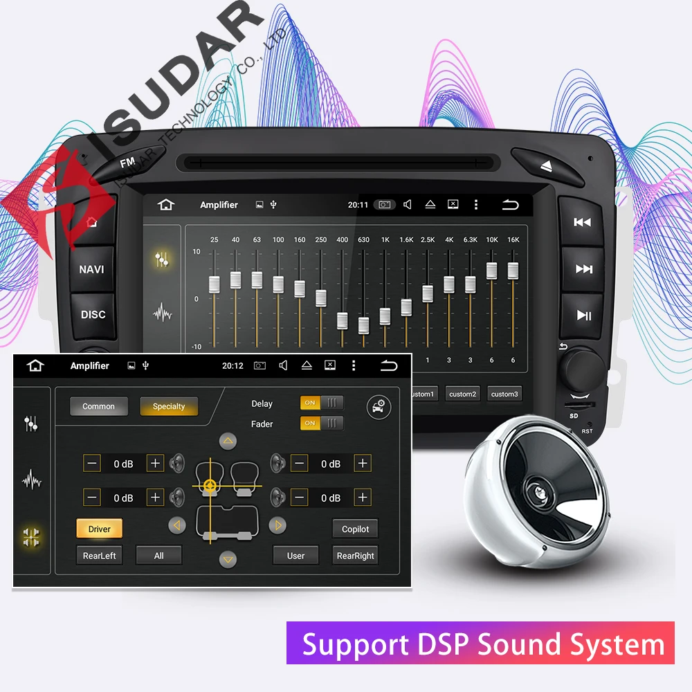  Isudar Auto Multimedia player Android 9 2 Din GPS Autoradio Für Mercedes/Benz/CLK/W209/W203/ w208/W