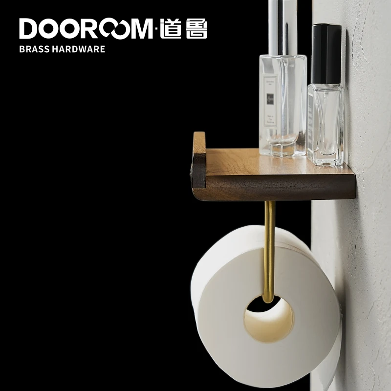 Dooroom Nordic Black Walnut Brass Wood Toilet