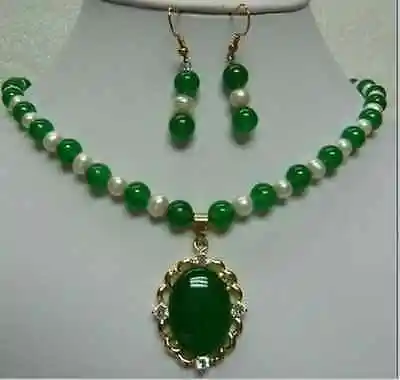 

jade jade white pearl necklace pendant earring set 18K gold plated watch wholesale Quartz stone CZ crystal (A0423)
