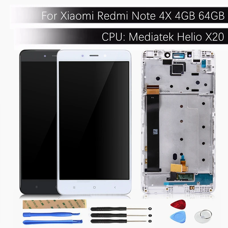 

For Xiaomi Redmi Note 4X 4GB 64GB LCD Display + Frame Redmi Note 4X MediaTek Helio X20 LCD Display Digitizer Touch Screen Parts