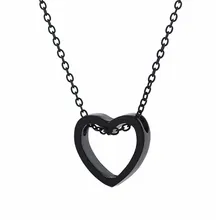 Fashion Heart Necklace For Women Black Gold Sliver Color Metal Hollow Simple Jewelry Pendant Wedding Gift pure 24k yellow gold pendant 3d craved hollow heart bracelet pendant 1g