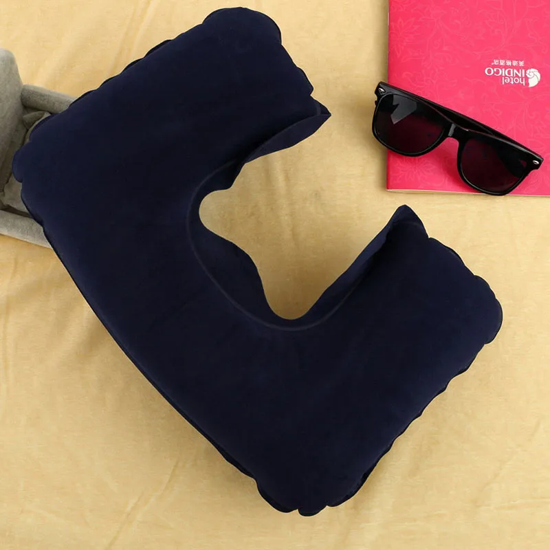 

Hot Sale Adults Comfortable Portable Inflatable U-Shape Flocked Pillow Outdoor Sports Car Airplane Traveling Neck Rest Tools