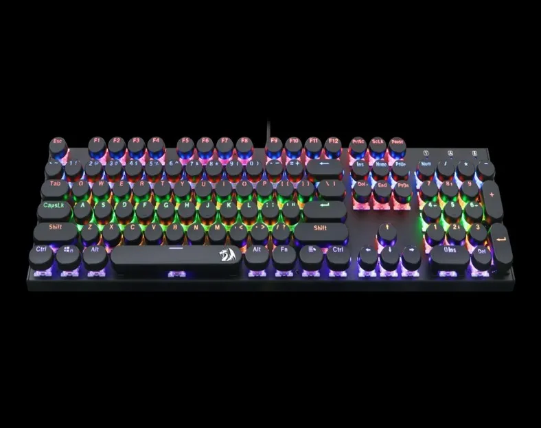 Redragon K350S клавиатура в стиле ретро со светодиодными механическими кликами 104 клавиш компактная клавиатура для машинки круглая клавиатура в стиле панк Синяя