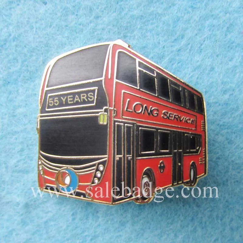 Custom Hard Enamel Bus 55 Years Souvenir Badges OEM Servicein Pins