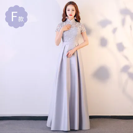 XBQS1107# кружевное Персиковое розовое стильное длинное платье средней длины и короткое платье подружки невесты свадебное платье для выпускного вечера одежды - Цвет: Grey