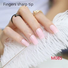 24pcs Hot sell fashion Long section Square head candy false nails decoration Pale skin M085