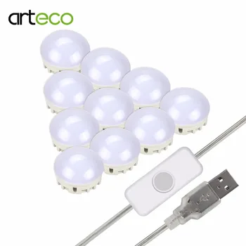 

LED Mirror Vanity Light USB Powered 10 Bulbs Kit Brightness Adjsutable with Switch for Dressing Table DIY Mirror Makeup Light