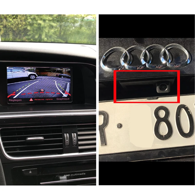 GreenYi багажник автомобиля ручка заднего вида HD камера для Audi A4 A5 S5 Q3 Q5 VW Tiguan с направляющей траектории