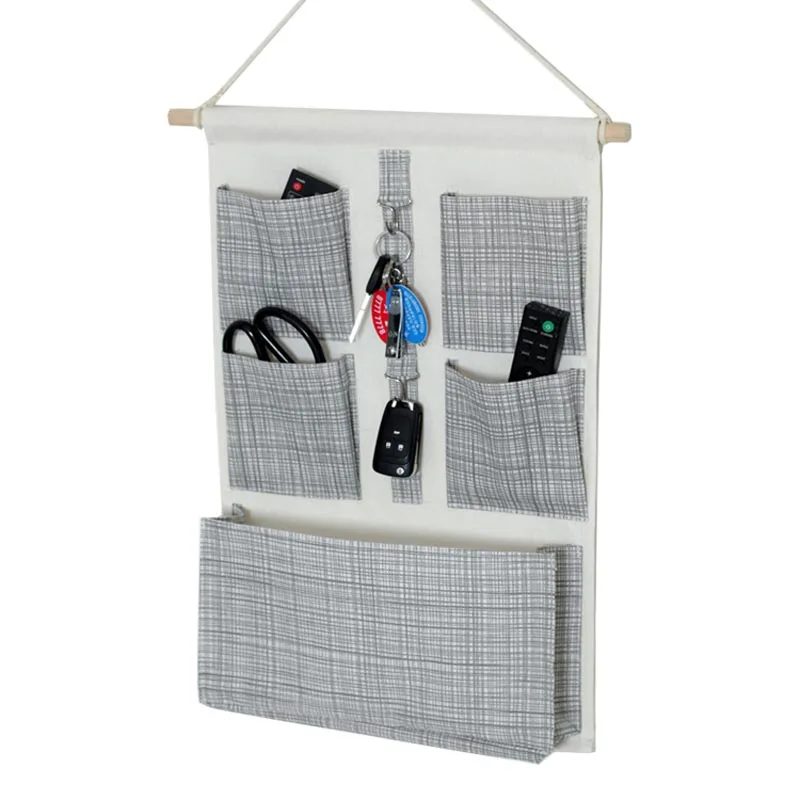 

Wall Wardrobe Closet Hanging Organizer for Key Sundries Cotton Linen Storage Organiser for Clothes Underwear