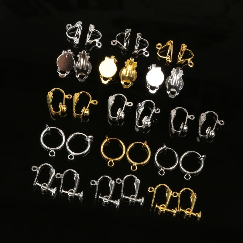 

4-20pcs/lot Assorted Shapes Copper Iron Metal Earring Clips Gold Silver Plating Earring Hooks for Women Earring Making Findings